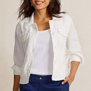 Tommy Bahama Two Palms Linen Raw-Edge Jacket L White TW510640